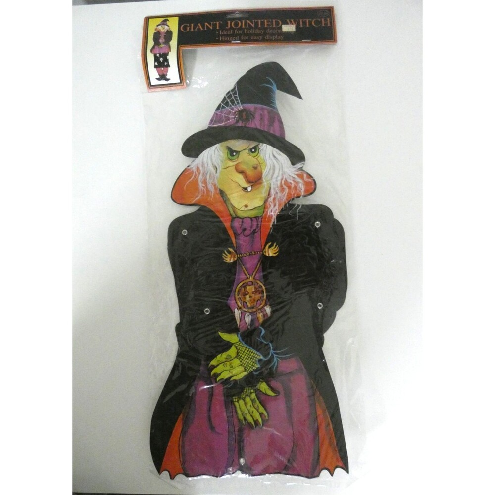 VTG 1996 NOS Giant Jointed Witch Halloween Door Hanger Paper 34" Magic Creations